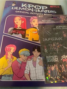 Netflix K-Pop Demon Hunters Official Activity Book + Sticker Sheet Set New